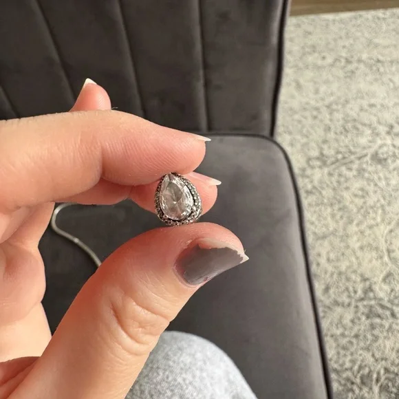 Elegant Silver Teardrop Pandora Charm - Picture 2 of 6